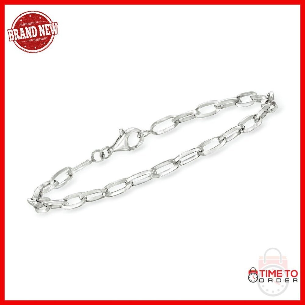Sterling Silver Paper Clip Link Bracelet 8 Inch Lobster Clasp